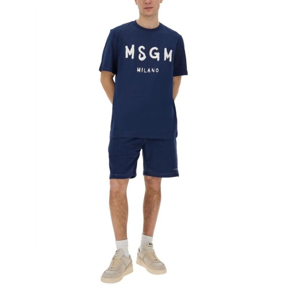 MSGM Milano Graphic T-Shirt Men BLUE Pants